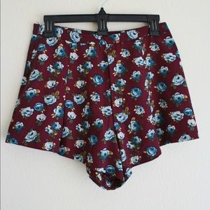 Burgundy Floral Shorts
